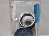a plastic box with a blue and white object inside of it