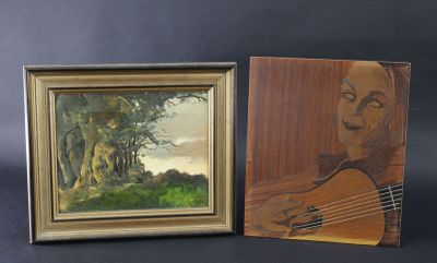 F. JULIEN (XXe): "Paysage de forêt", huile sur toile, signée…