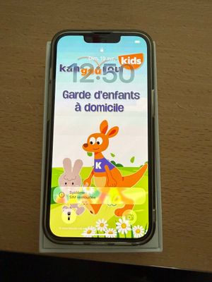 a picture of a cell phone with a picture of a kangaroo and a rabbit on it