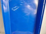 the blue plastic box is open and ready to be used