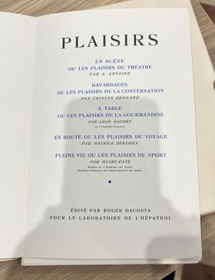 Les Plaisirs, édité par Roger Dacosta pour le laboratoire de…