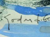 a picture of a painting of a person on a surfboard