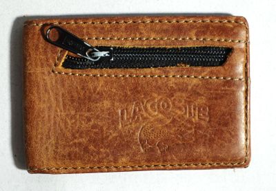 LACOSTE Porte carte en cuir marron