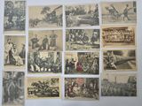 de nombreuses vieilles photos d'hommes et de femmes accrochées au mur