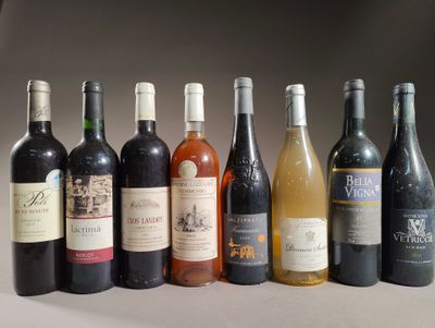 des bouteilles de vin sont alignées sur une table