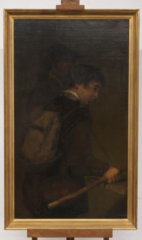 « Jeune garçon en voyageur », vers 1850, suiveur de Drolling. Hui...