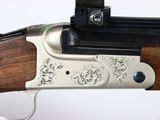 a close up of a rifle on a white background