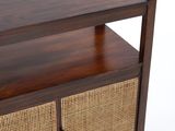 an image of a tv stand with two baskets on it
