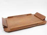 an image of a wooden tray with a handle on a white background