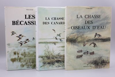 trois livres sur fond blanc, avec une image de canards volant au-dessus de l'eau