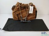 michael korsh brown sued shoulder bag with chain strap