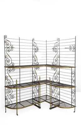 wrought iron baker ' s rack with shelves