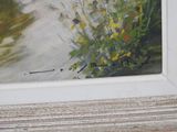 a picture of a painting of a cat sitting on a window sill
