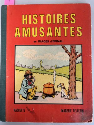 an old children ' s book with a picture of a man and a dog