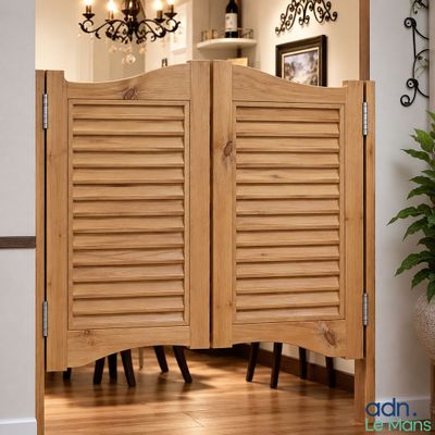 an image of a room with wooden shutters and a mirror
