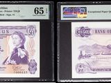 Trois types de monnaies différents sont exposés dans une vitrine