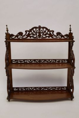 an image of a wooden shelf with two shelves on it