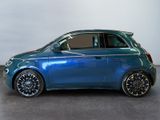 an image of a blue car parked in a showroom