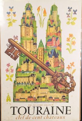une affiche représentant un château sur laquelle figure une clé