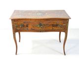 an image of a small wooden table with a drawer on top of it