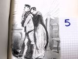 un dessin représentant un homme en train d'enlacer une femme, au dos d'un livre