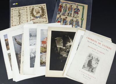 several old books are stacked on top of each other on a table