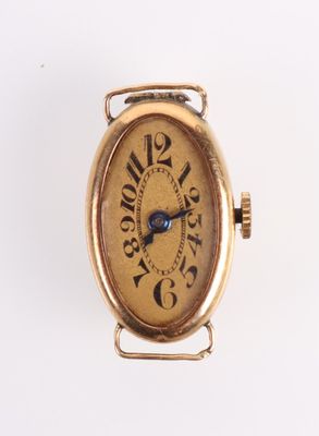 une image représentant une petite montre-bracelet en or avec une trotteuse bleue