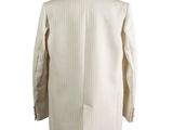the back of a white suit with a striped pattern on it