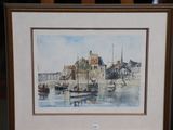 a picture of a picture of a harbor with boats