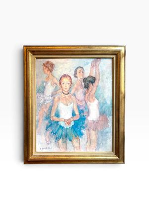 tableau représentant un groupe de ballerines, accroché au mur