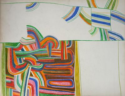 a drawing of an abstract painting on a piece of paper