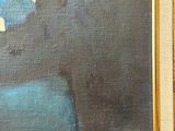 a painting of a man eating a piece of cake