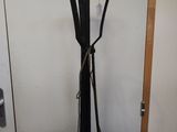 a lamp that is on the floor next to a door