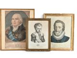 three framed portraits of men and women of different ages and ages