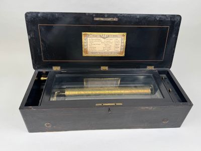 a black box with a musical instrument inside of it