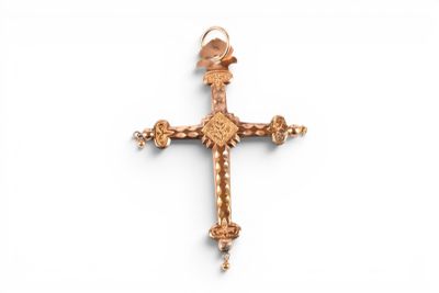 CROIX de Jeannette de Savoie en or jaune 750 millièmes.