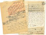 two pages of old papers with writing on them on a white surface