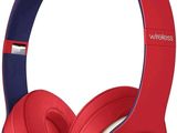 beats on - ear headphones red and blue
