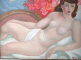 une peinture représentant une femme nue allongée sur un lit