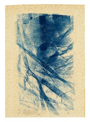 une image représentant un dessin d'un arbre en bleu et blanc