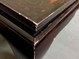 a close up of a coffee table with a map on it