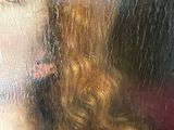 a close up of a painting of a woman with red hair