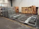 a lot of metal racks and boxes in a warehouse