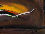 painting of a painting of a bird flying in the sky