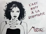 painting of a woman smoking a cigarette in front of a wall