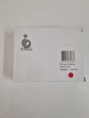 a white envelope with a red dot on it
