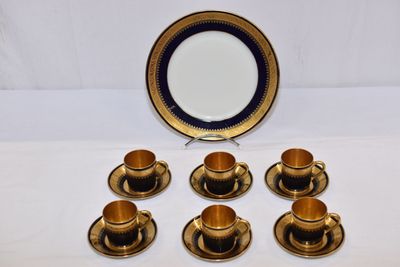 HAVILAND LIMOGES: 6 Tasses à café, 6 sous tasses et 1 assiet… - Photo 1