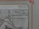 a drawing of a woman sitting in a chair