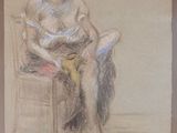 tableau représentant une femme assise sur une chaise, un livre à la main