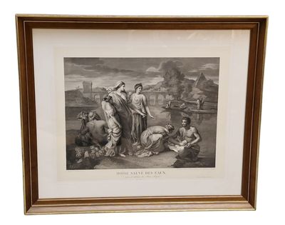 an antique print of a group of people in a field